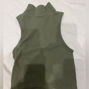 ZARA GREEN MOCK NECK TANK TOP